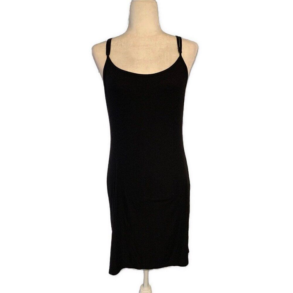 Primark Cares Womens Solid Black Ribbed Scoop Neck Cami Tank Mini Dress Small